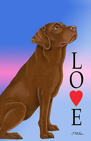 Chocolate Labrador- Tomoyo Pitcher Love  Garden Flag 12" x 17"