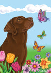 Chocolate Labrador- Best of Breed Butterfly Garden Flag 12" x 17"