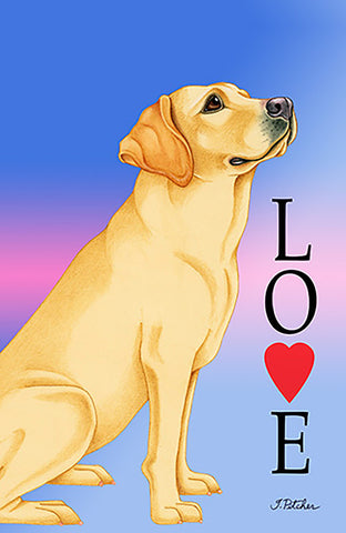 Yellow Labrador- Tomoyo Pitcher Love  Garden Flag 12" x 17"