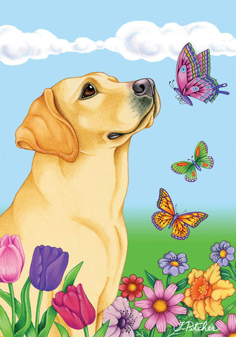 Yellow Labrador- Best of Breed Butterfly Garden Flag 12" x 17"