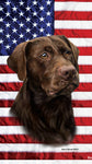 Chocolate Labrador - Best of Breed Patriotic Terry Velour Microfiber Beach Towel 30" x 60"