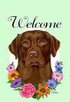 Chocolate Labrador - Best of Breed Welcome Flowers Garden Flag 12" x 17"