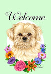 Lhasa Apso - Best of Breed Welcome Flowers Garden Flag 12" x 17"