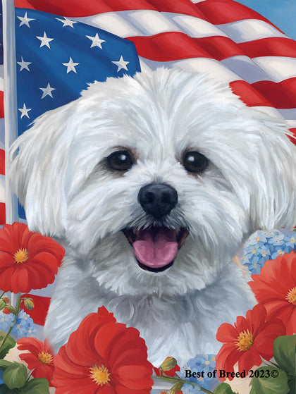 Maltese - Best of Breed All-American Patriotic I Outdoor Flag