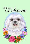 Maltese- Best of Breed Welcome Flowers Garden Flag 12" x 17"