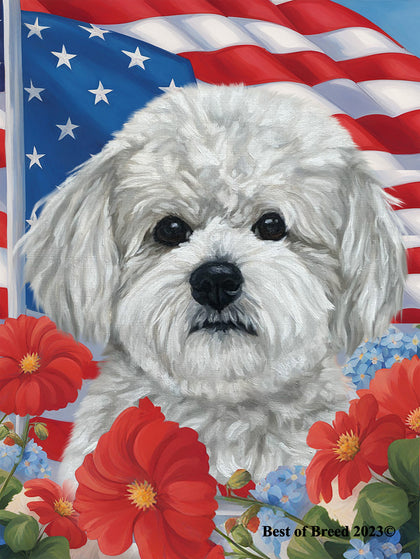 Maltipoo - Best of Breed All-American Patriotic I Outdoor Flag