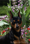 Miniature Pinscher - Close Encounters of the Furry Kind Welcome  House and Garden Flags