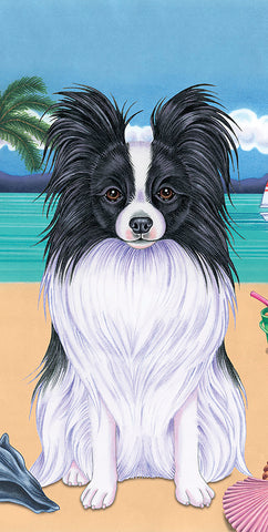 Papillon Black and White- Best of Breed Terry Velour Microfiber Beach Towel 30" x 60"