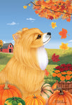 Pomeranian Red - Tomoyo Pitcher Autumn Leaves Outdoor Flag