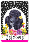 Poodle Black - HHS Paw Prints Welcome Indoor/Outdoor Aluminum Sign 8" x 12"
