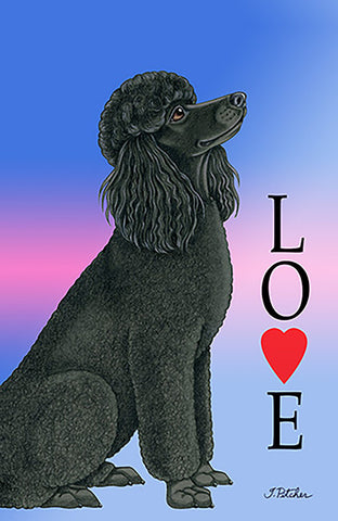Poodle Black- Tomoyo Pitcher Love  Garden Flag 12" x 17"