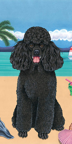 Poodle  Black - Best of Breed Terry Velour Microfiber Beach Towel 30" x 60"