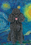 Poodle Black- Tomoyo Pitcher Van Gogh Garden Flag 12" x 17"
