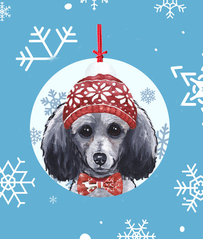 Poodle Grey -   Hippie Hound Studios Christmas Tree Ornament