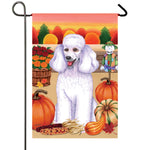 Poodle White- Best of Breed Autumn Harvest Garden Flag 12" x 17"