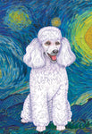 Poodle White- Tomoyo Pitcher Van Gogh Garden Flag 12" x 17"