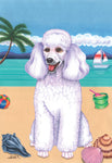 Poodle White- Tomoyo Pitcher Summer Beach Garden Flag 12" x 17"