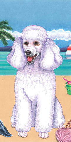 Poodle White - Best of Breed Terry Velour Microfiber Beach Towel 30" x 60"