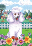 Poodle White- Tomoyo Pitcher Spring Garden Flag 12" x 17"