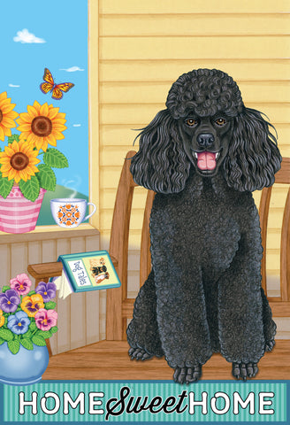 Poodle Black- Tomoyo Pitcher Home Sweet Home Garden Flag 12" x 17"
