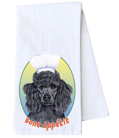 Poodle Black - Tomoyo Pitcher Kitchen Tea Towel Size 12" x 18" 100% Cotton
