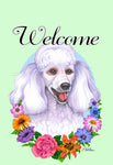 Poodle White- Best of Breed Welcome Flowers Garden Flag 12" x 17"