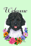 Portuguese Water Dog  - Best of Breed Welcome Flowers Garden Flag 12" x 17"