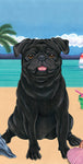 Pug Black - Best of Breed Terry Velour Microfiber Beach Towel 30" x 60"