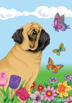 Pug  Fawn- Best of Breed Butterfly Garden Flag 12" x 17"