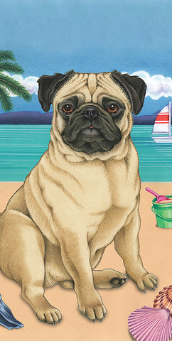 Pug Fawn - Best of Breed Terry Velour Microfiber Beach Towel 30" x 60"