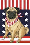 Pug  Fawn- Tomoyo Pitcher Patriot Garden Flag 12" x 17"