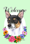 Rat Terrier - Best of Breed Welcome Flowers Garden Flag 12" x 17"