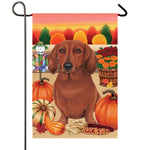 Dachshund  Red - Best of Breed Autumn Harvest Garden Flag 12" x 17"