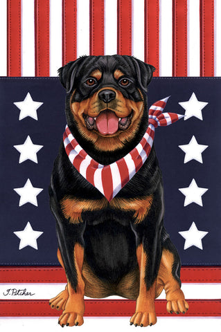 Rottweiler- Tomoyo Pitcher Patriot Garden Flag 12" x 17"