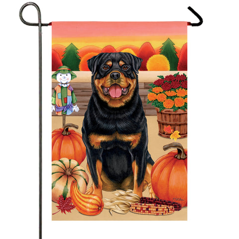 Rottweiler- Best of Breed Autumn Harvest Garden Flag 12" x 17"