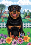 Rottweiler- Tomoyo Pitcher Spring Garden Flag 12" x 17"