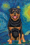 Rottweiler- Tomoyo Pitcher Van Gogh Garden Flag 12" x 17"
