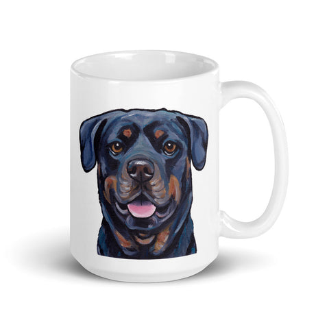 Rottweiler Mug, Dog Coffee Mug, 15oz Rottweiler Dog Mug