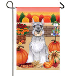 Schnauzer Grey Cropped- Best of Breed Autumn Harvest Garden Flag 12" x 17"