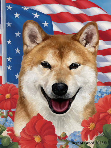 Shiba Inu - Best of Breed All-American Patriotic I Outdoor Flag