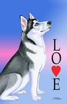 Siberian Husky Black/White- Tomoyo Pitcher Love  Garden Flag 12" x 17"