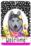 Siberian Husky Grey - HHS Paw Prints Welcome Indoor/Outdoor Aluminum Sign 8" x 12"