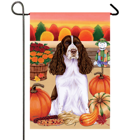 Springer Spaniel L/W- Best of Breed Autumn Harvest Garden Flag 12" x 17"