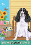 Springer Spaniel Black/White - Tomoyo Pitcher Home Sweet Home Garden Flag 12" x 17"