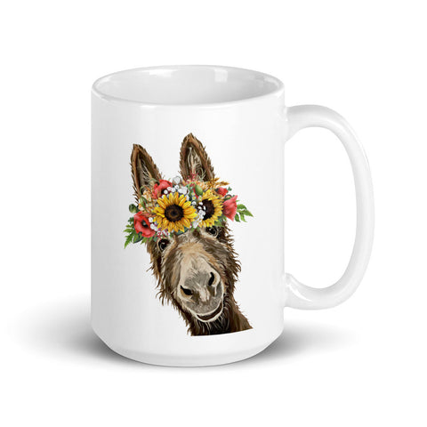 Donkey Mug, 'Sunflower Raymond' Coffee Mug, 15oz Donkey Mug