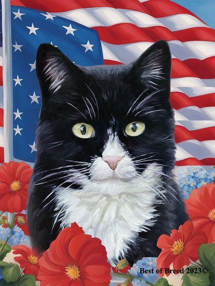 Tuxedo Cat - Best of Breed All-American Patriotic I Outdoor Flag