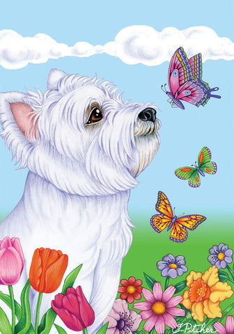 Westie- Best of Breed Butterfly Garden Flag 12" x 17"