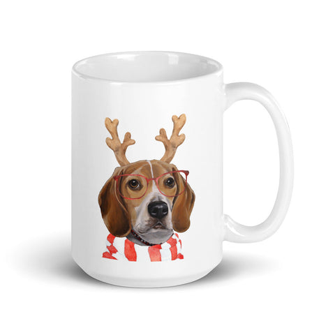 Dog Mug 'Beagle', Christmas Coffee Mug, 15oz Dog Mug