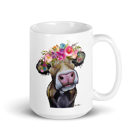 Cow Mug 'Hazel', Cow Coffee Mug, 15oz Bright Blooms Cow Mug