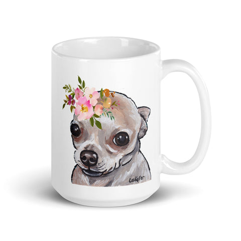 Chihuahua Mug, Dog Coffee Mug, 15oz Bright Blooms Chihuahua Dog Mug